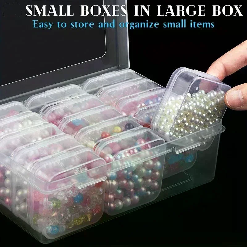 Transparent Plastic Box Nail Art Jewelry Rhinestone Diamond Desktop Storage Box Component Parts Container