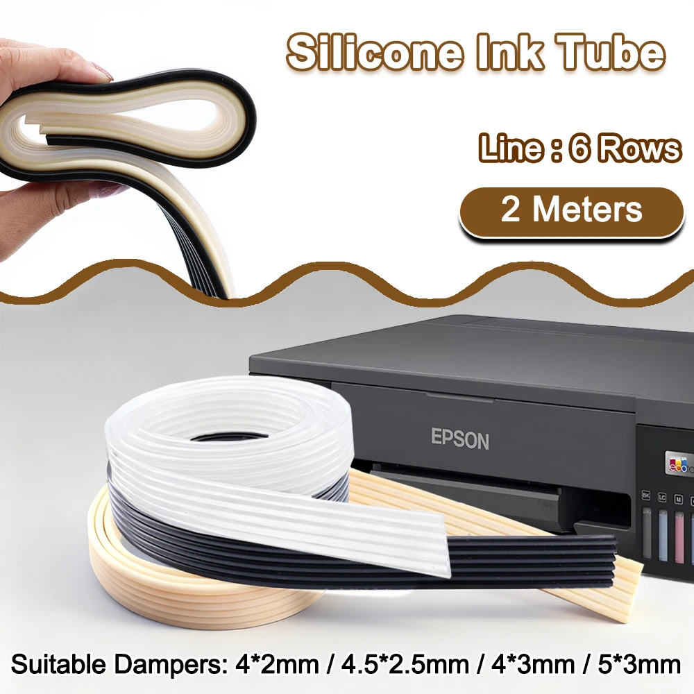 2 Meters 6 Lines Corrosion Resistant Flexible Silicone Ink Hose Anti-Leak Design Avoid Ink and Air Leak for DTF Printer Parts