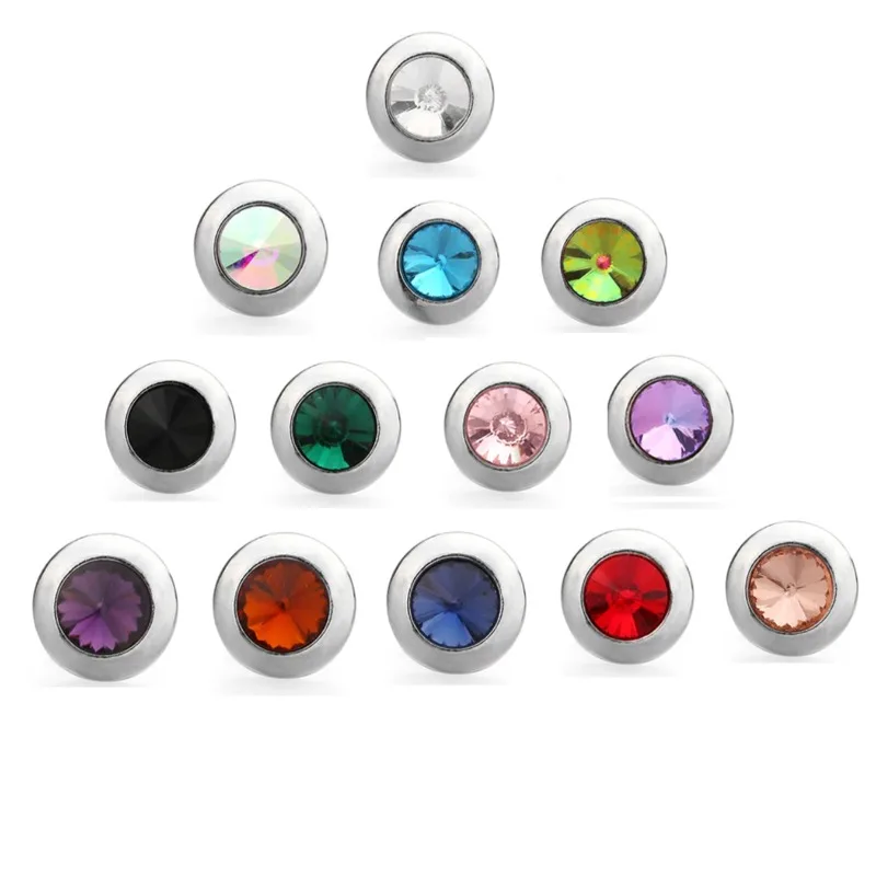 

20PCS/lot Mini Round Colorful Crystal Rhinestone Metal 12mm Snap Buttons Jewelry Fit Snap Bracelet Earrings