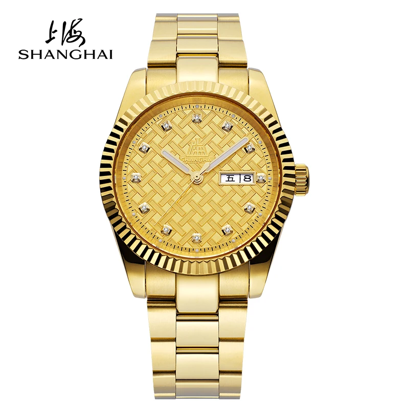 

Shanghai Tribute Men's Automatic Mechanical Watch 12 Genuine Diamonds Luxury Couple's Watch Fashion Women's Watch Couple's Gift