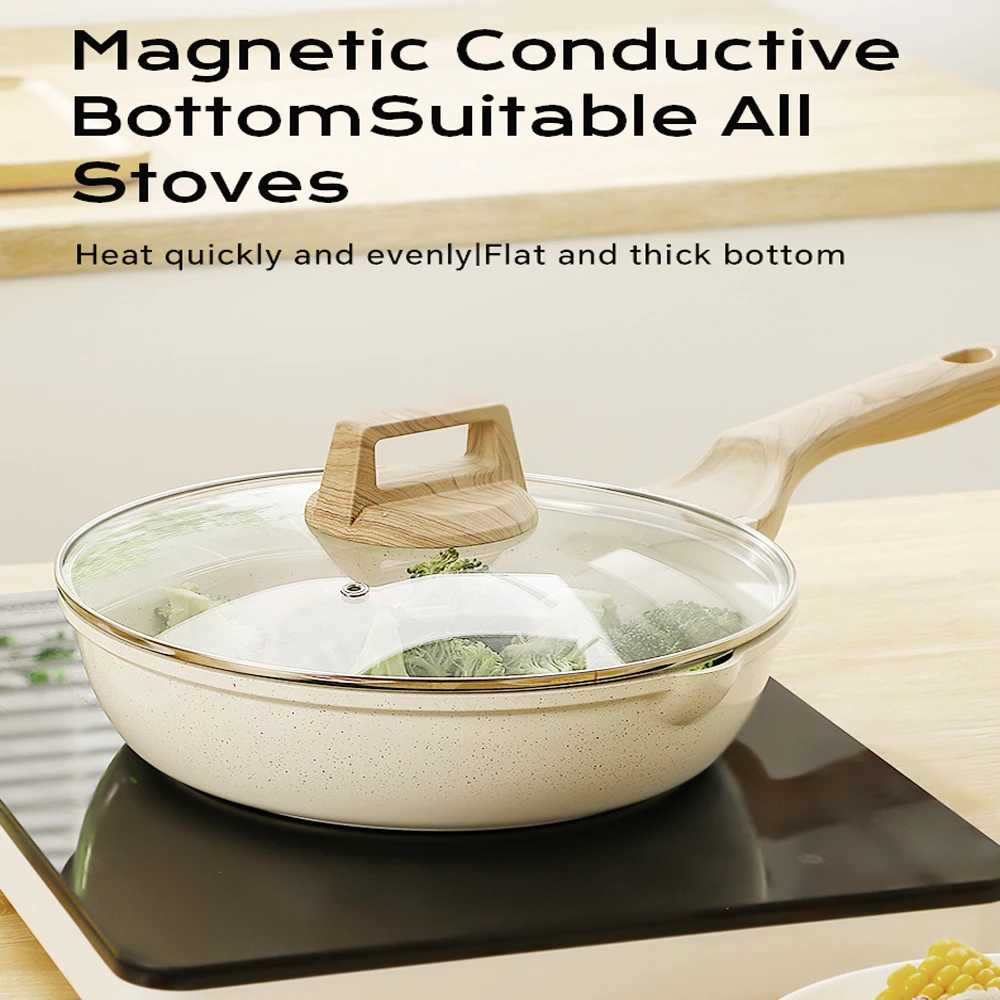 DONNOR DONNOR Сковорода с антипригарным покрытием, здоровая керамика, PFOA, кадмия и свинцовая сковорода, магнитное проводящее дно для всех плит