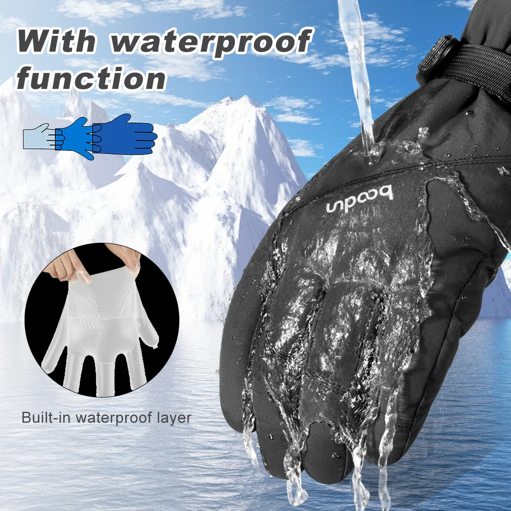 Guantes de esquí de lana cálidos para hombre y mujer, resistentes al viento, impermeables, para deportes de Snowboard, especiales, antideslizantes,