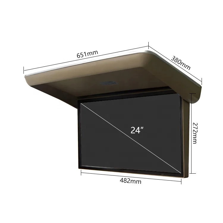 Factory Sale 24 Inch Android Flip Down Ceiling TV Screen DC12V Motorized Foldable Overhead USB//AV Smart Car Roof for RV view 3