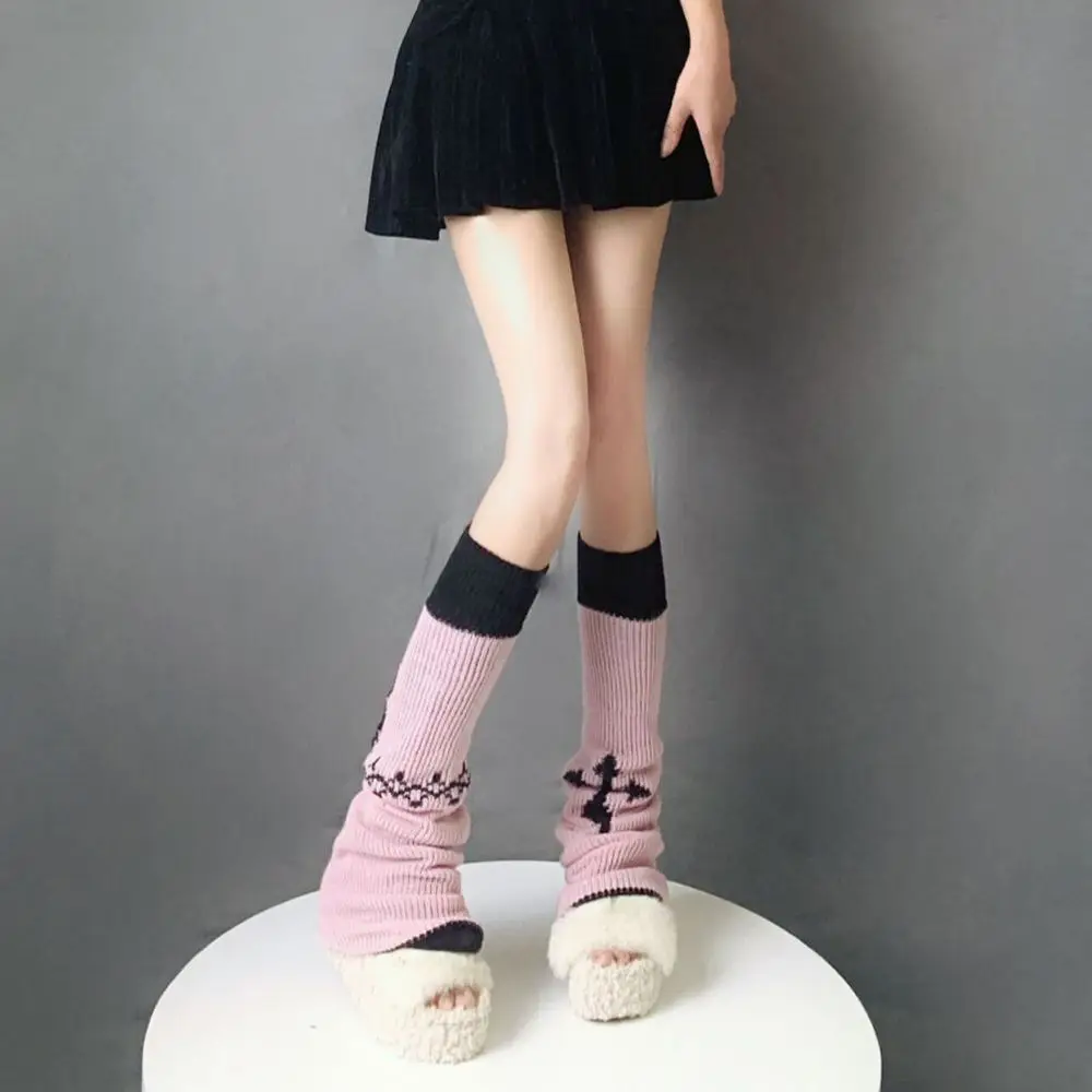 Sweet Solid Color Female Girls Harajuku Style Double-sided Wear Lolita Boots Cover Women Leg Warmers Knitted Foot Cover