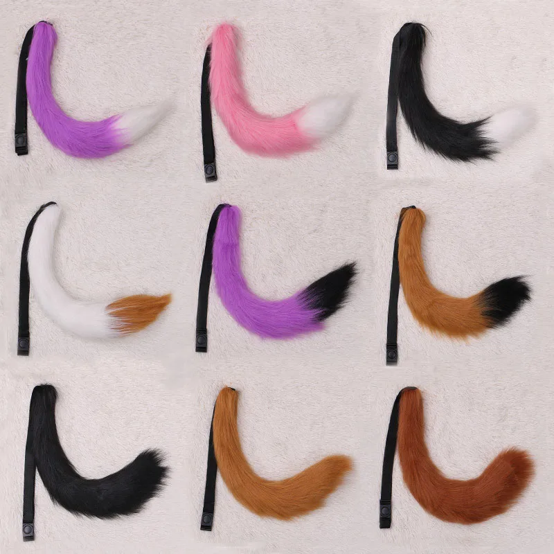 60 cm coda di volpe pelosa fermaglio per capelli testa indossare sexy soffici code di animali gatto cinturino regolabile festa anime costume cosplay Halloween