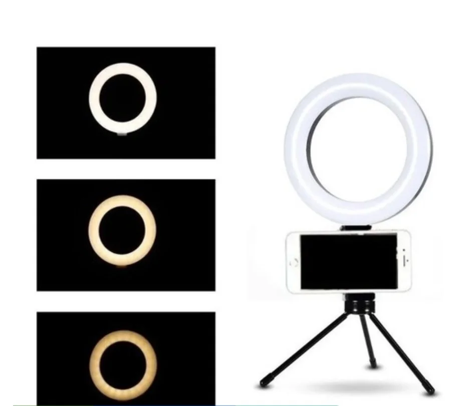 Led Ring Ligth Illuminator 6'' 3200k WITH CELL SUPPORT