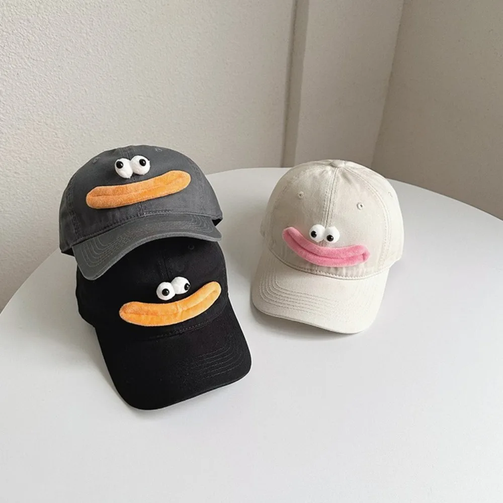 Cute Cartoon Baseball Cap Fashion Adjustable Sausage Mouth Sports Hats Cotton Breathable Big Eyes Hat Outdoor