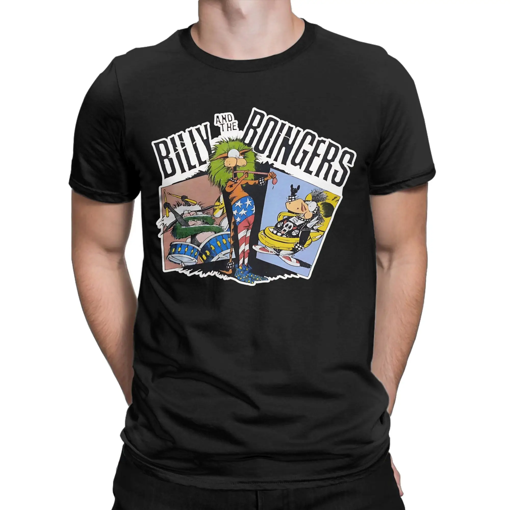 Vintage Cartoon Creature  Classic Funny Graphic 100% Cotton T-Shirt Bloom County Tees Tops For Men