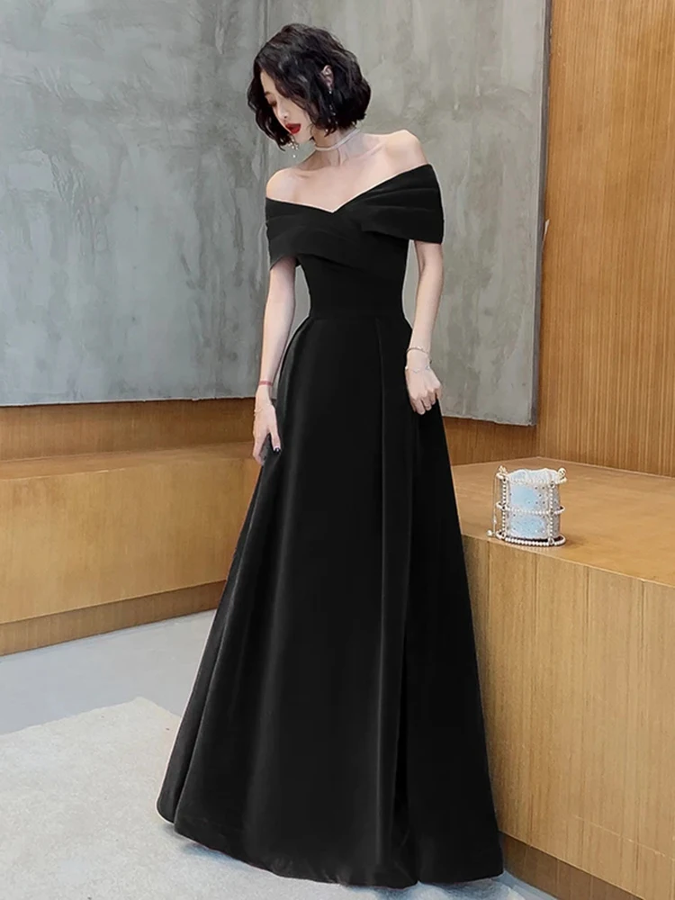 Lautaro Spring Long Luxury Elegant Wine Red Soft Velvet Evening Party Wedding Dresses for Women 2022 Off Shoulder Maxi Dress