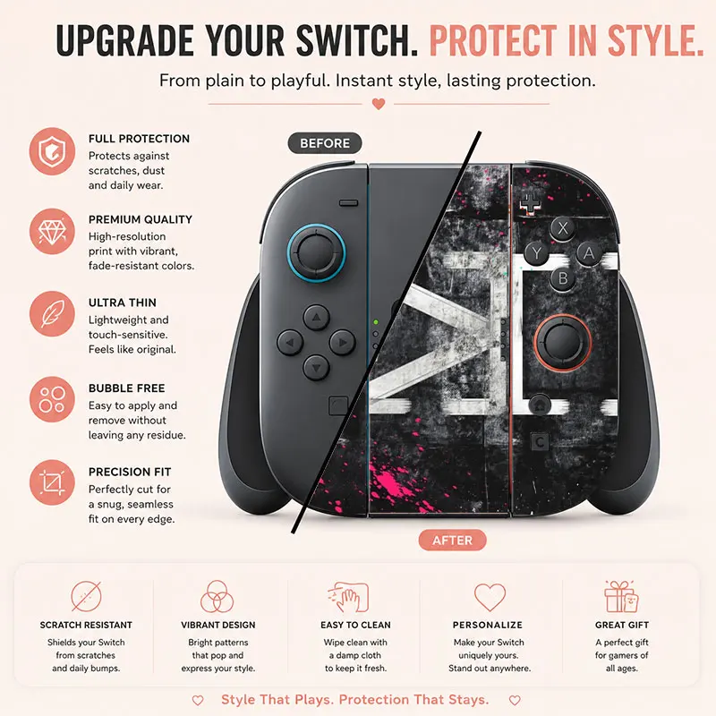 Creative pattern SWITCH game console protective film, with natural touch and comfortable feel, featuring personalized designs