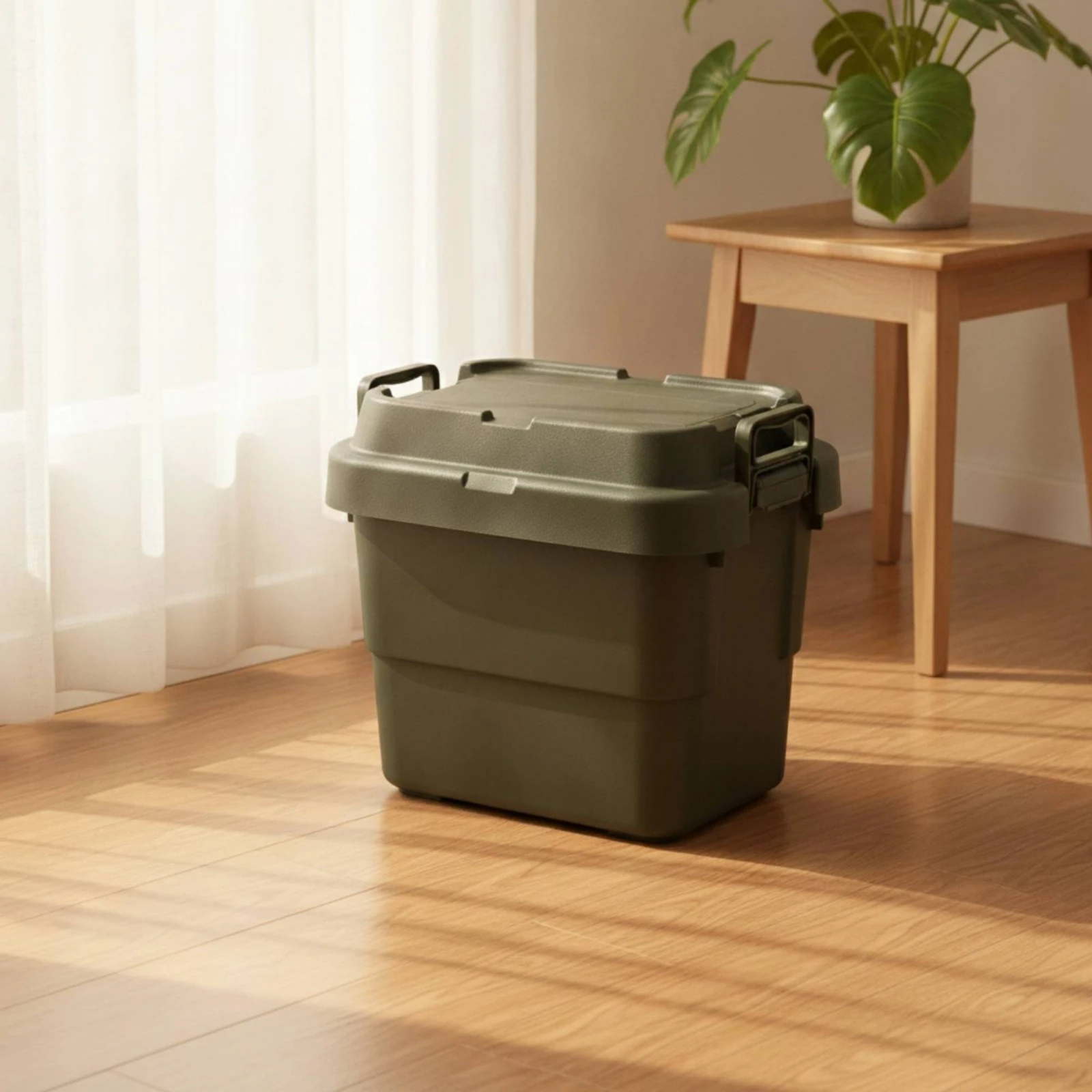 Plastic Storage Box with Lid Compact Storage Box with Lid Wipe-Clean Hard-Shell for Campers, Car Trunk, Camping
