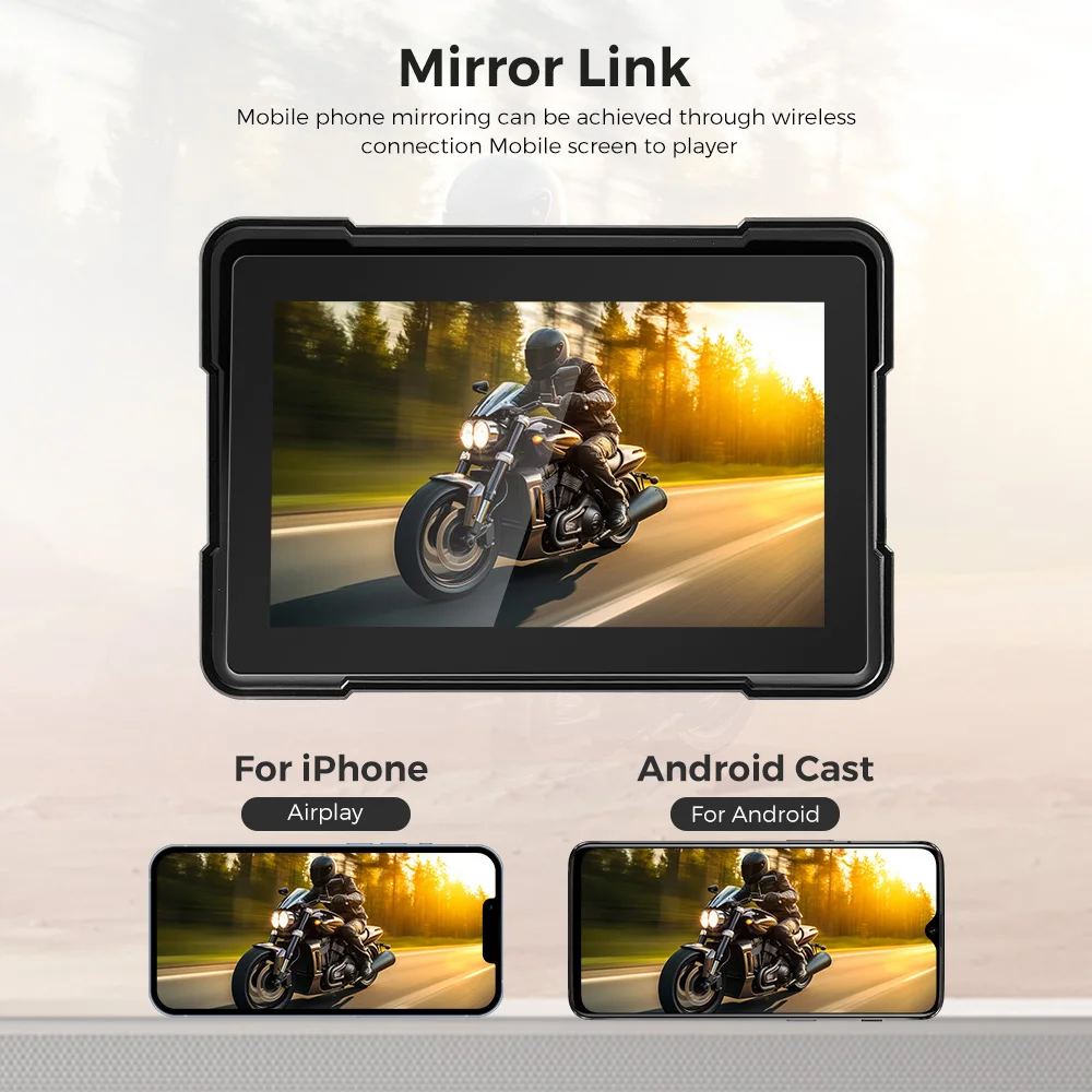 GEARELEC Motorcycle GPS Navigation Waterproof Apple Carplay 5 inch Screen Portable Motorcycle Wireless Android Auto Monitor DVR