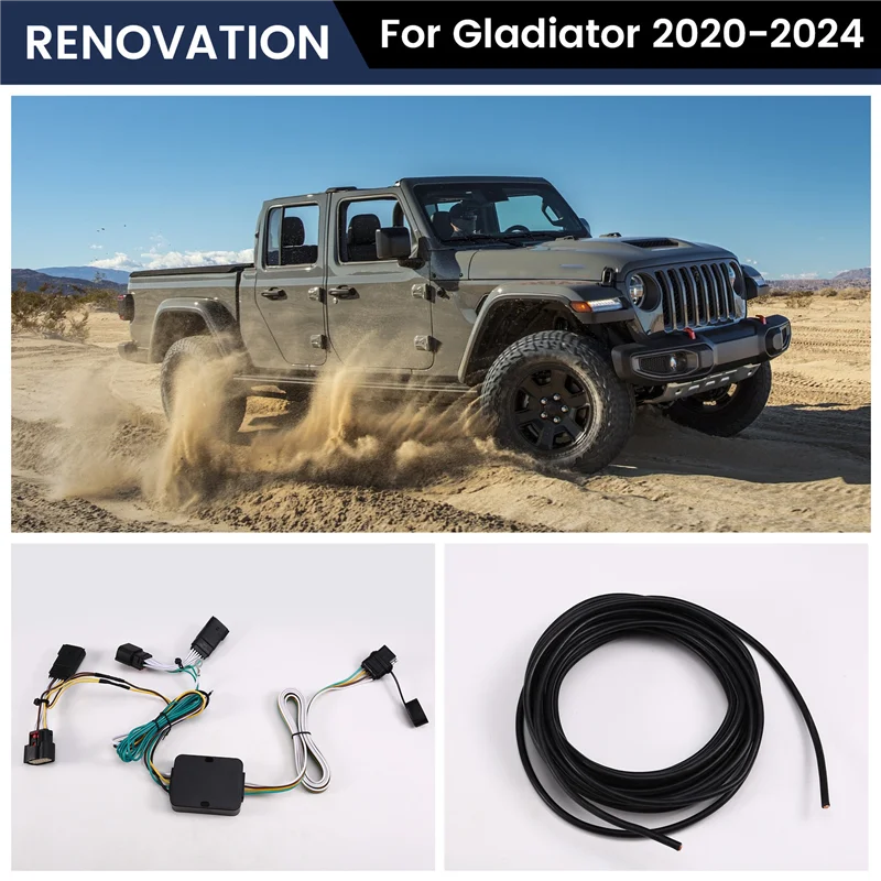 

A73X-4-Pin Trailer Wiring Harness Kit For Jeep Wrangler JL 2018-2024 Gladiator 2020-2024 Car Accessories