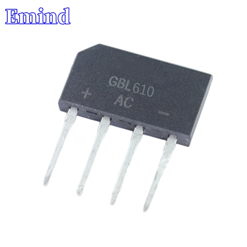 

20/50/100/200/500Pcs GBL610 Bridge Rectifier GBL6M Bridge Stack 6A/1000V GBL Footprint Flat Bridge Cutable Foot