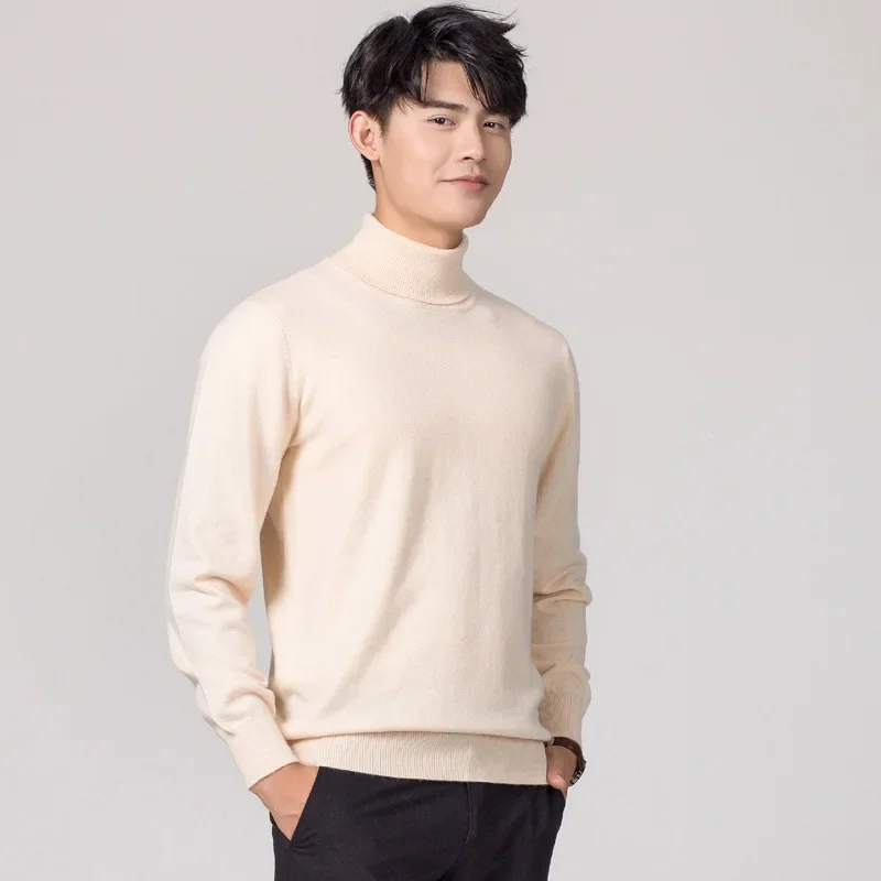 MRMT 2025 Brand New Men's High Lapel Sweaters Solid Color Plus Size Men High-neck Sweater Base Man Pullover Sweaters For Male