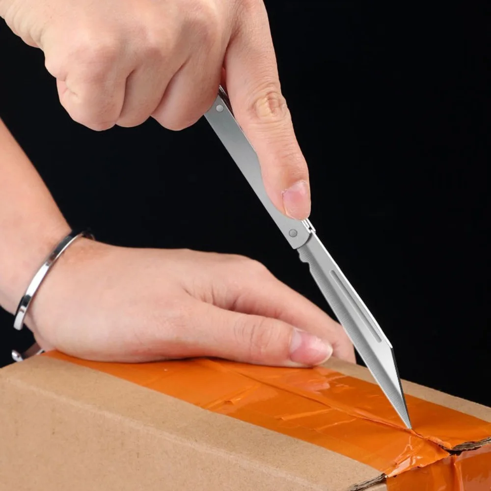 Neues klappbares Obstmesser aus Edelstahl für den Haushalt, zum Schälen im Freien, praktisches Klappmesser, Expressversand, Auspacken. – Detail 4