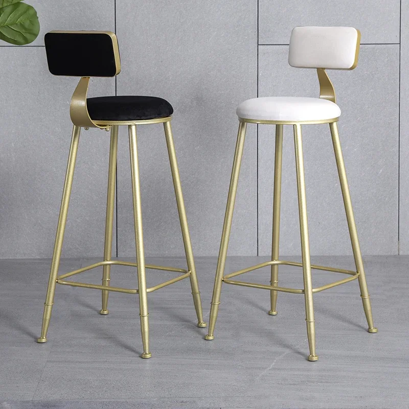 Nordic High Bar Stool Modern Simple Light Luxury Chair with Backrest for Home Front Desk Cashier Elegant Seating Option Stylish