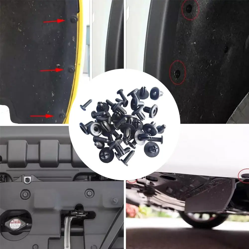 30/100Pcs Auto Fastener Clip Bumper Rivet Fixed Clamp Black Plastic Retainer Trim Panel Retainer Fastener