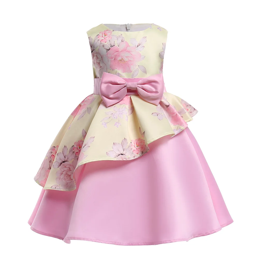 3-10t vestido infantil vestido de natal das crianças verão vestido de dama de honra de casamento das crianças para meninas traje rosa vestido