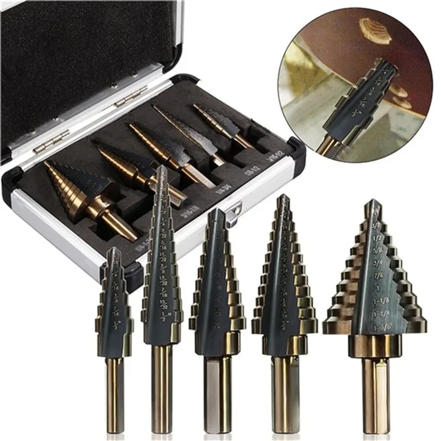 Set Mata Bor Step 5 pcs HSS Ko - Step Drill Bit Set Titanium Hss Cobalt ulasan dan harga