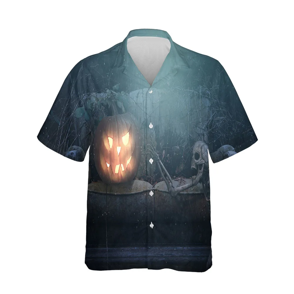 

Jumeast 3D Halloween Festival Clothing Blouses Summer Breathable Mens Hawaiian Shirt Short Sleeve Streetwear Fashion Men Shirt