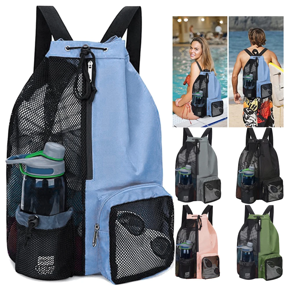 Swim Bag Mesh Drawstring Backpack with Wet Pocket Beach Backpack for Swimming, Gym, and Workout Gear with Adjustable Strap