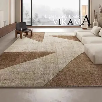 VIKAMA 크리스탈 벨벳 라이트 럭셔리 기하학 심플 스타일 카펫, 거실 소파 침실 침대 옆 미끄럼 방지 기계, 세탁 가능 러그 