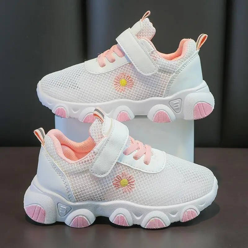 

Kawaii повседневная обувь, детская обувь, сетчатые сандалии, белые кроссовки, дышащая детская спортивная обувь, школьная обувь для девочек, весенняя противоскользящая обувь