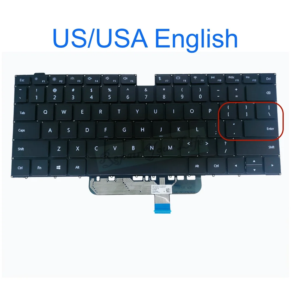 US Russian Arabic Spanish FR Backlit Keyboard for Huawei MagicBook 14 Nbl WAH9HNP WAE9HN WAE9HNP WAQ9HNR WAQ9HNRP WAP9HNR WAH9HN