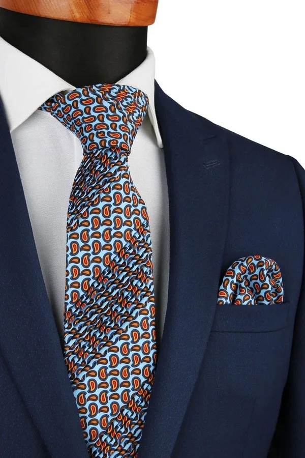 Blue Paisley Pattern Piliseli Tie CRK45
