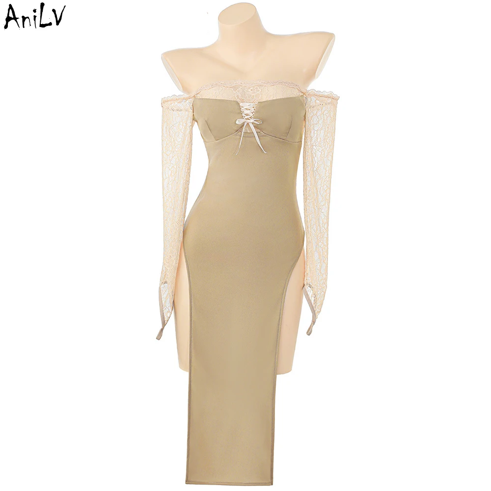 AniLV Medieval Female Warrior Retro Lace Khaki Dress Dragon Queen Uniform Outfits Cosplay Costume