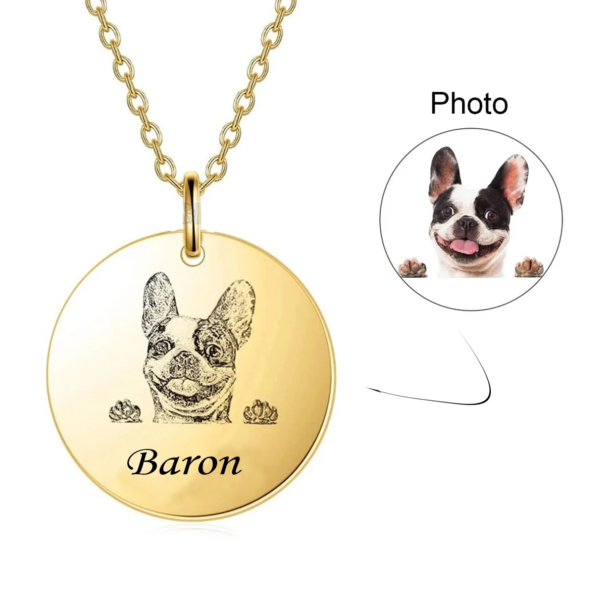 Size 20mm Personalized Portrait&Name Necklace Photo Engraved Stainless Steel Pet Human Memorial Jewelry Gift