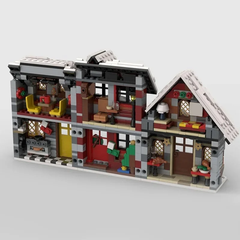822 stuks MOC Drie Kleine Winterhuizen Model Bouwstenen Constructie Assembleren Kerstcadeau DIY Baksteen speelgoed Kinderen Verjaardag