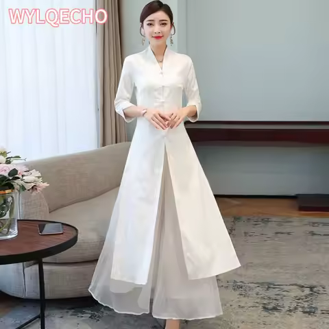 Traditional Vietnam Woman Retro Ao Dai Elegant Chinese Style Improved cheongsam Dress Festival Wedding Evening Qipao Dress