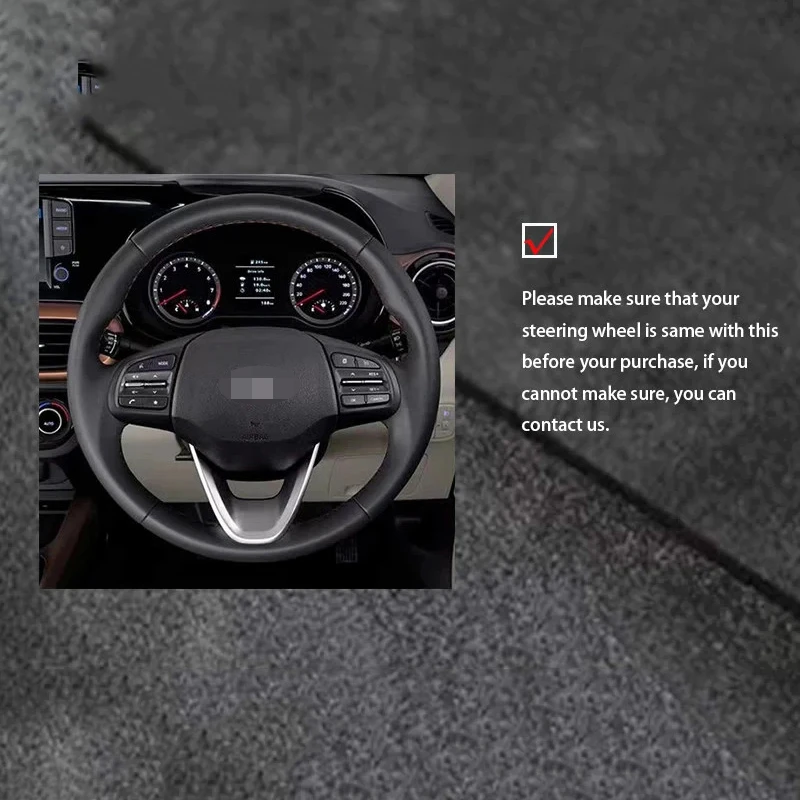 Artificial Leather Braiding Steering Wheel Cover for Hyundai I10 Aura Grand I10 Nios Asta 2021-2023 Car Hand-sewing Accessories