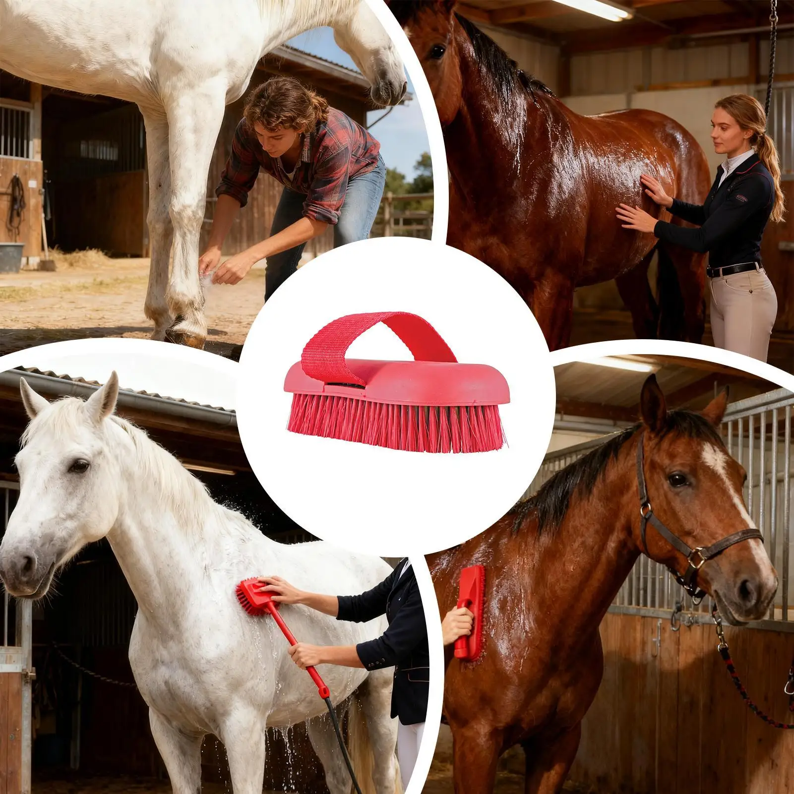 فرش تهذيب الحصان 2 في 1 أدوات تنظيف الماشية أدوات تدليك الحصان فرشاة تنظيف للاستحمام وتساقط الشعر والغسيل #4