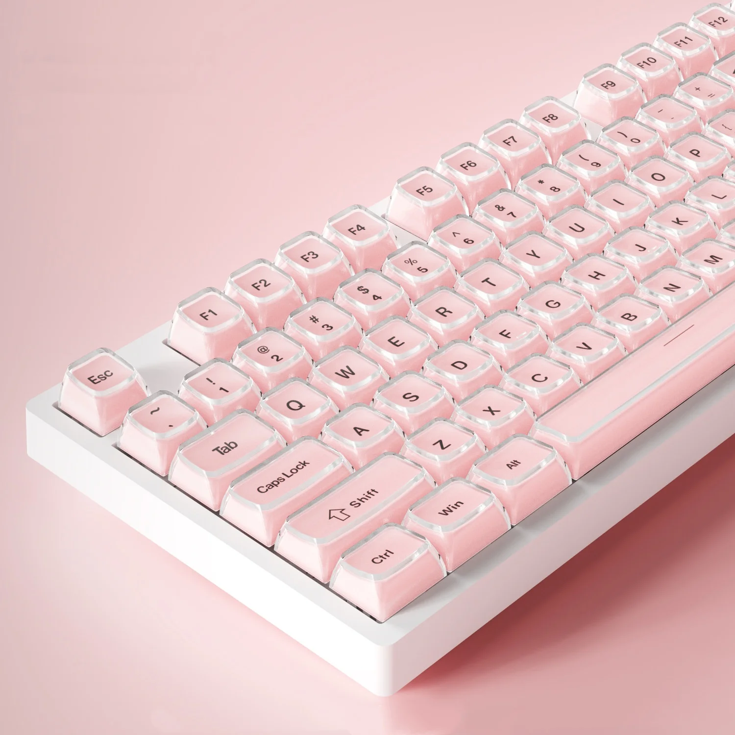 132 Keys Jelly Crystal Keycaps CBSA Profile PBT+PC Material Two-Color Wooting for MX Gamer Mechanical Keyboard