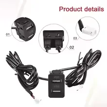 For Aftermarket Multimedia Head Unit 4 6 Pin Car Dashs Mount Dual USB Socket Port Panel Interface Extension 145cm Cable Adapter