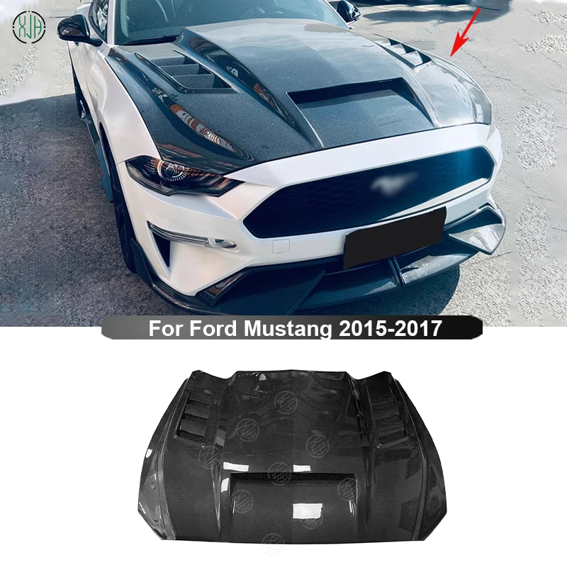 

For Ford Mustang 2015-2017 TF Style Carbon Fiber Car Front Bumper Engine Hood Bonnet Vent Cover Parts Body kit