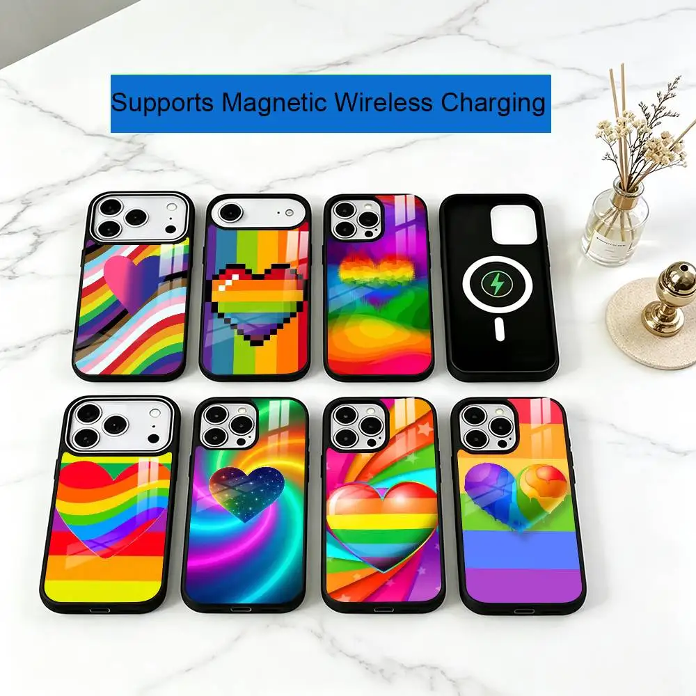 L-Lesbian LGBT Rainbow Pride Phone Case For iPhone17,16,15,14,13,12,11 Plus,Pro Supports Magnetic Wireless Charging