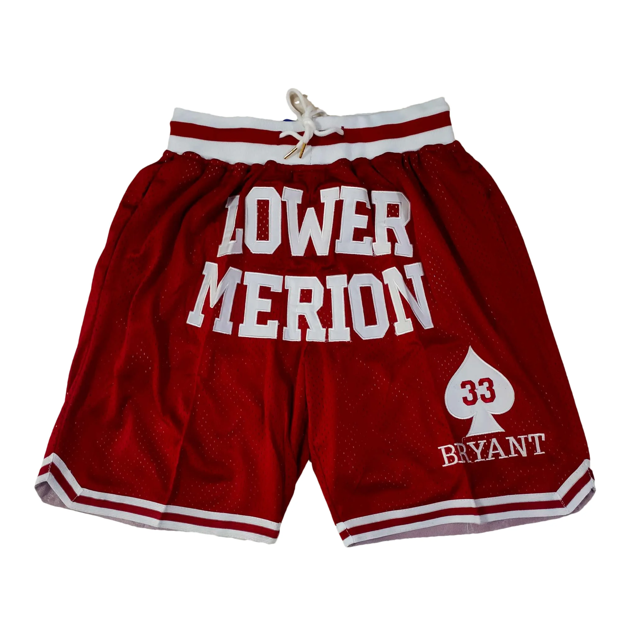 Men Maroon Lower Merion High School Basketball Shorts Embroideried With Pockets