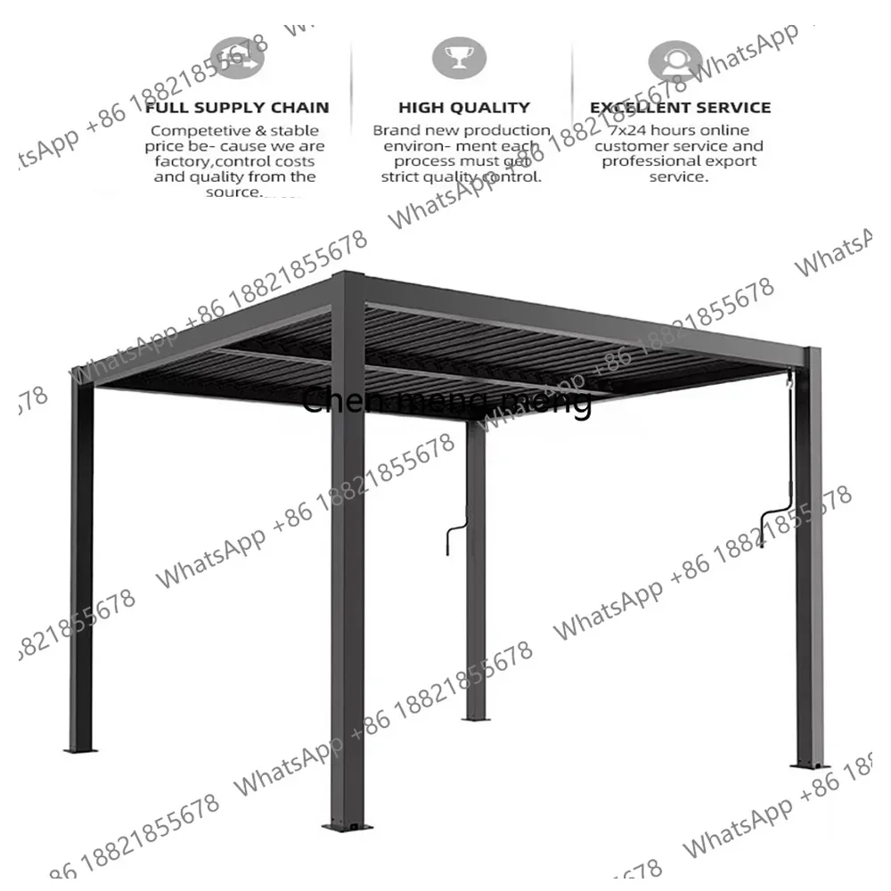 

D182Custom-Made Outdoor Gazebo Pergola with LED Lighting, Sliding Screen Wall, and Motorized Roof System – Perfect for Poolside