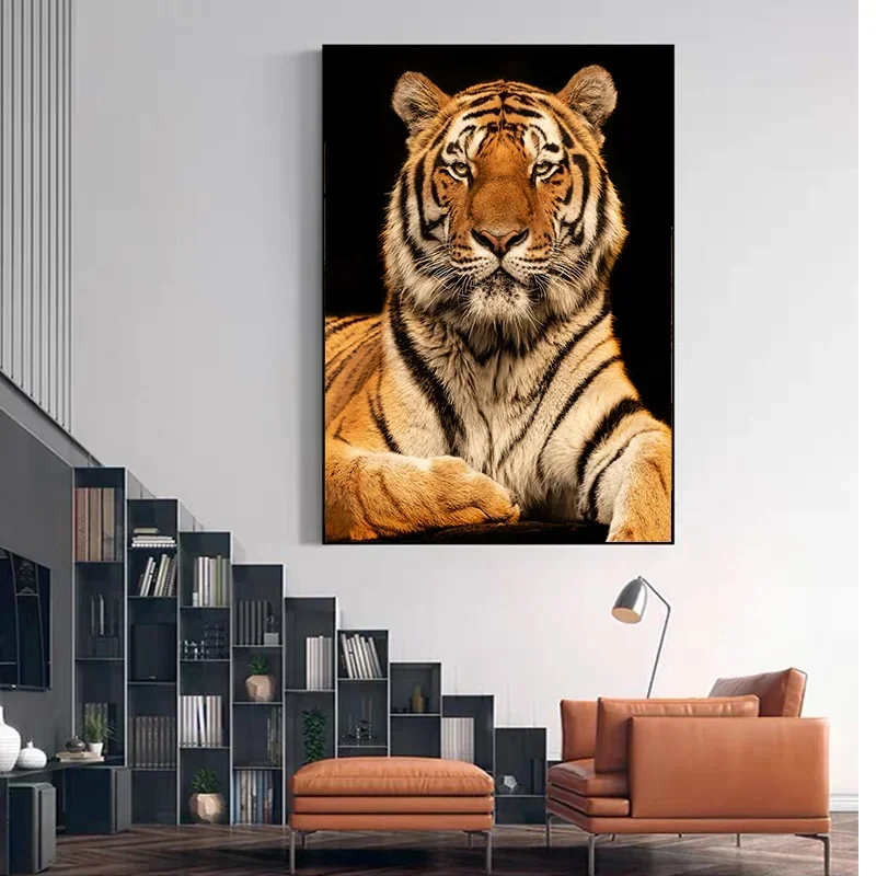 1pc Modern Animal Wall Art Tiger Mural, HD Canvas Print Poster, Suitable for Home, Living Room, Room Decoration Painting