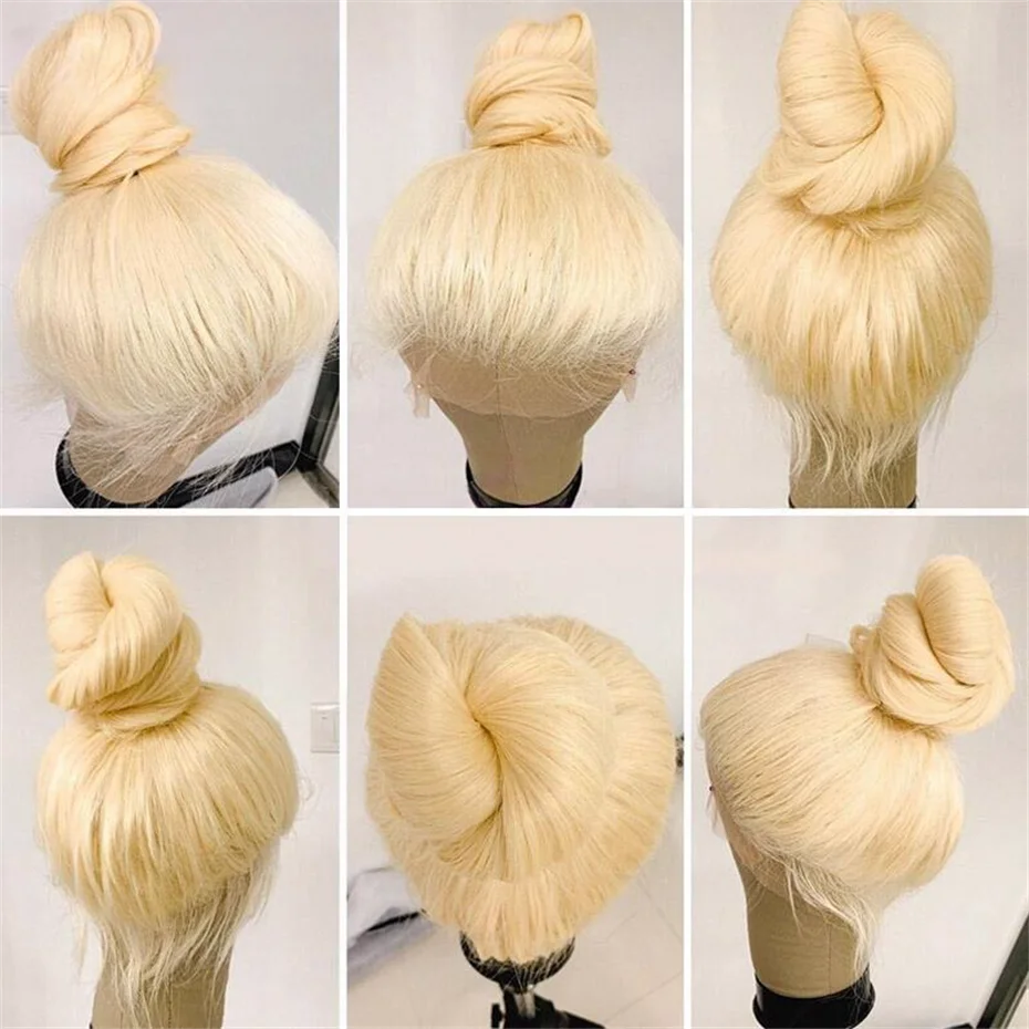 Bone Straight 360 Full Lace Wig Human Hair Brazilian 613 Honey Blonde