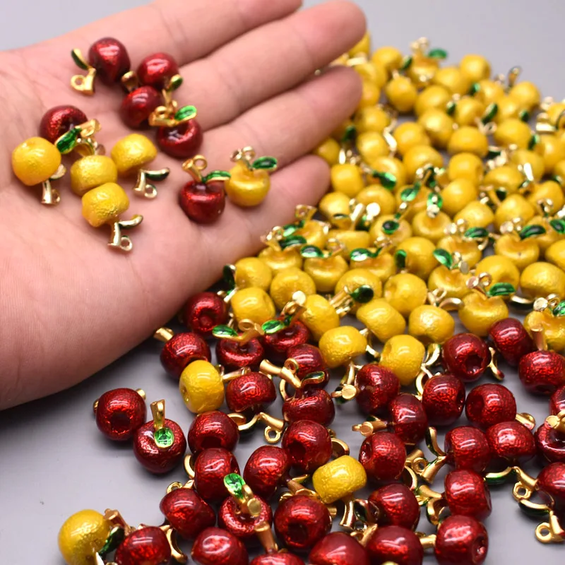 4pcs 3D Apple Fruit Charm Pendant Jewelry Making Alloy Drop Oil Pendant DIY Bracelet Earrings Decorative Pendant Accessories