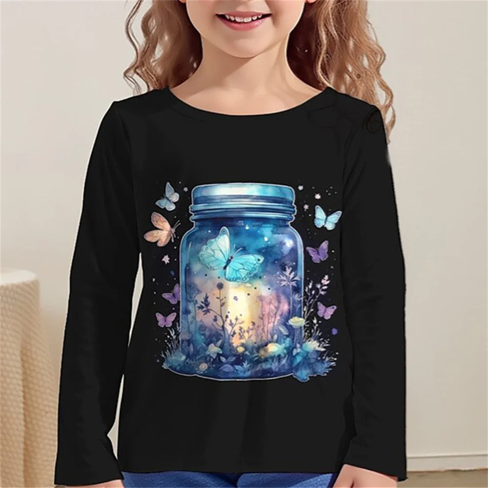 Kinder Kleidung Mädchen T-Shirt Langarm Cartoon Schmetterling Elf Druck Kinder Frühling Herbst Kleidung Casual Outdoor Mädchen Kleidung – Detail 10