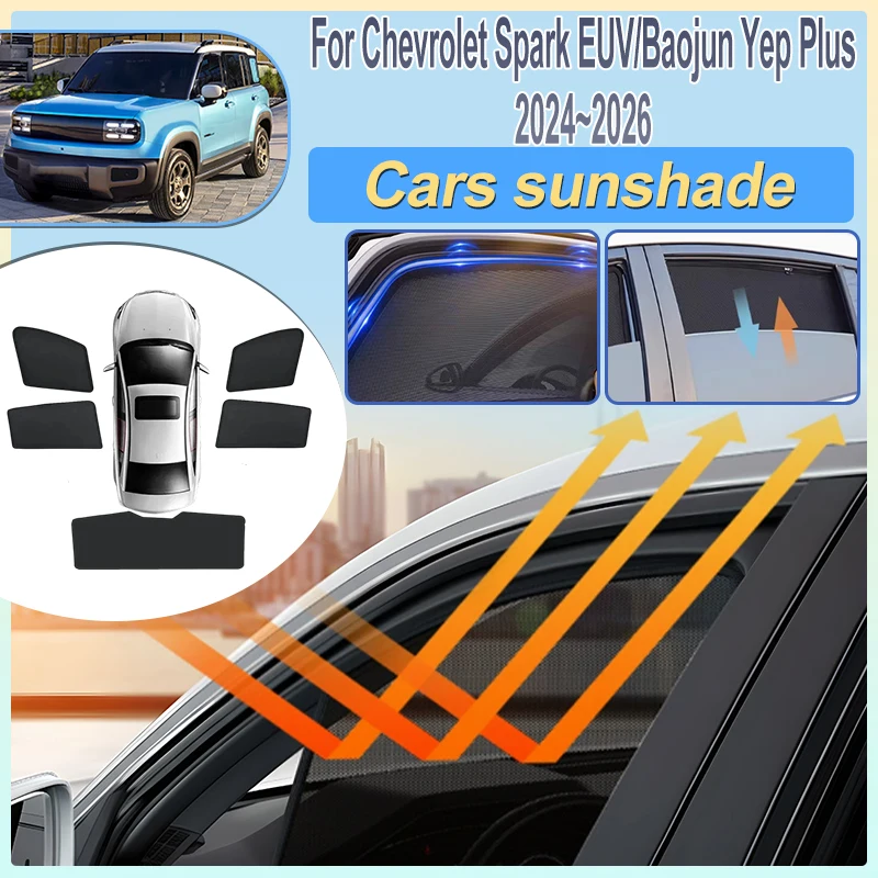

For Chevrolet Spark EUV 2024 2025 2026 Baojun Yep Plus Car Sun Shades Side Glass Mesh Privacy Sun Shield Covers Auto Accessories