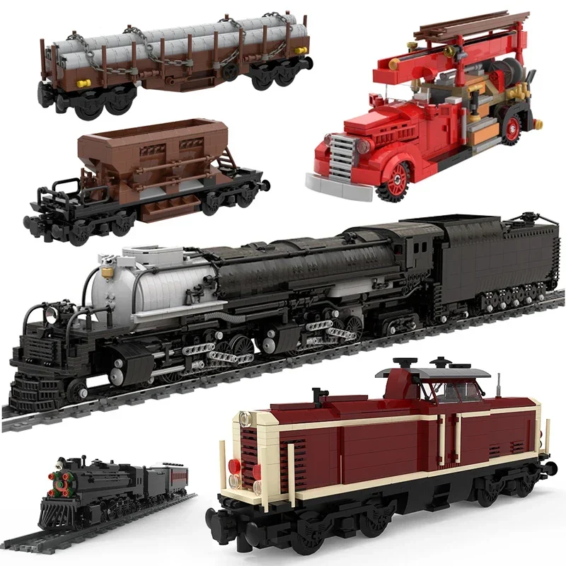 BuildMoc Germany Union Pacific Railway Wagon Train Building Blocks Set Freight Carriage Track Vehicle D B Type Bricks Toys Gifts