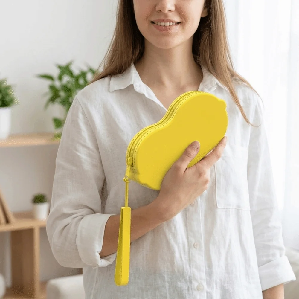 Solid Color Silicone Glasses Bag Shockproof Shell Zipper Closure Sunglasses Case Soft Texture Scratch Resistant
