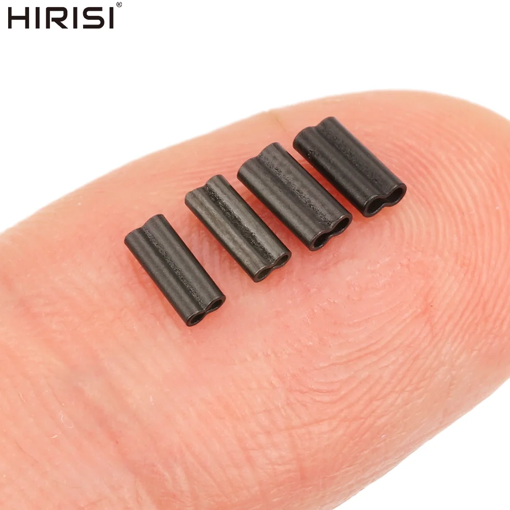 Hirisi AG161 50 pièces Manchons de sertissage en cuivre double pour la pêche, connecteurs de fil, accessoires de terminaison pour la pêche à la carpe
